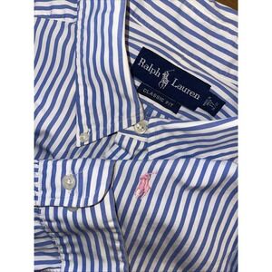 Ralph Lauren Shirt Men 17 Stripes Classic Fit Long Sleeve‎ Button Down Preppy